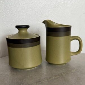 Vintage MCM Stone Arrow Green Ceramic Set
